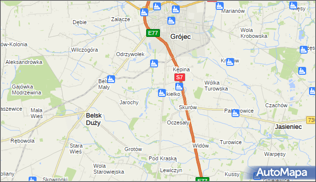 mapa Piekiełko gmina Grójec, Piekiełko gmina Grójec na mapie Targeo