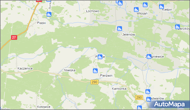 mapa Pielice gmina Nowogród Bobrzański, Pielice gmina Nowogród Bobrzański na mapie Targeo