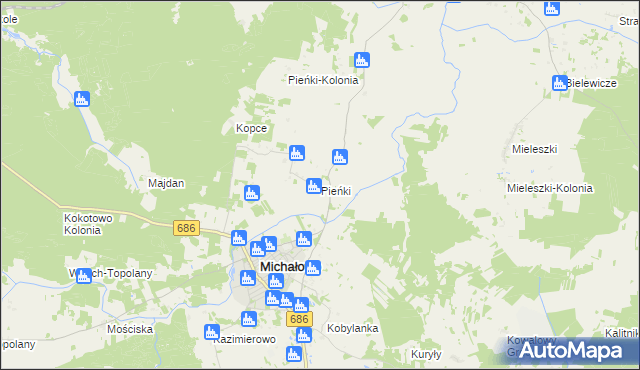 mapa Pieńki gmina Michałowo, Pieńki gmina Michałowo na mapie Targeo