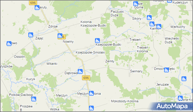 mapa Pieńki gmina Mokobody, Pieńki gmina Mokobody na mapie Targeo