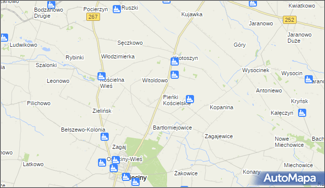 mapa Pieńki Kościelskie, Pieńki Kościelskie na mapie Targeo