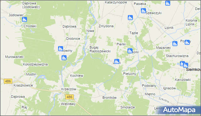 mapa Pieńki Laskowskie, Pieńki Laskowskie na mapie Targeo