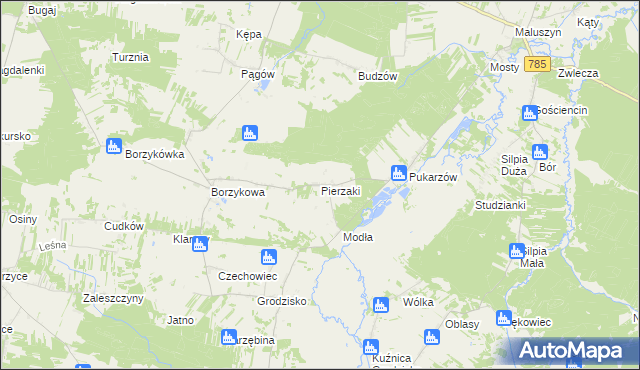 mapa Pierzaki, Pierzaki na mapie Targeo