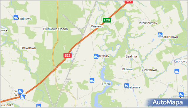 mapa Pierzchały gmina Płoskinia, Pierzchały gmina Płoskinia na mapie Targeo