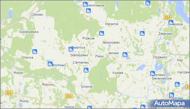 mapa Pieski gmina Cewice, Pieski gmina Cewice na mapie Targeo