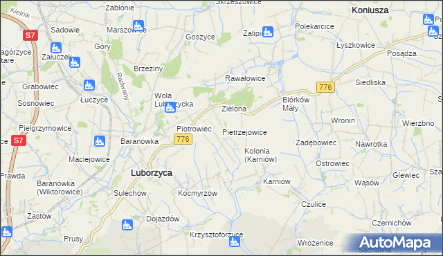 mapa Pietrzejowice, Pietrzejowice na mapie Targeo