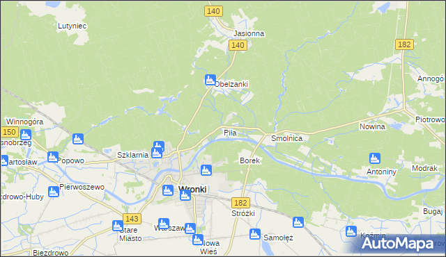 mapa Piła gmina Wronki, Piła gmina Wronki na mapie Targeo