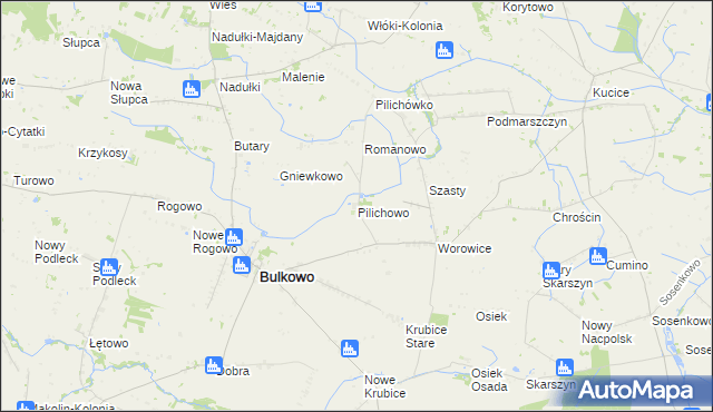 mapa Pilichowo gmina Bulkowo, Pilichowo gmina Bulkowo na mapie Targeo