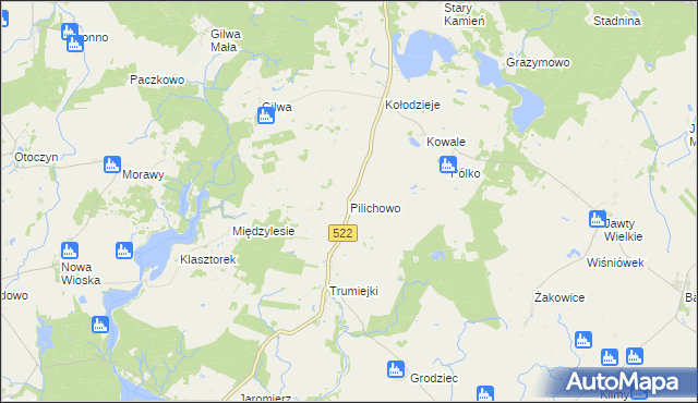 mapa Pilichowo gmina Prabuty, Pilichowo gmina Prabuty na mapie Targeo