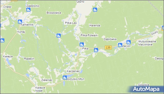 mapa Piłka gmina Drawsko, Piłka gmina Drawsko na mapie Targeo