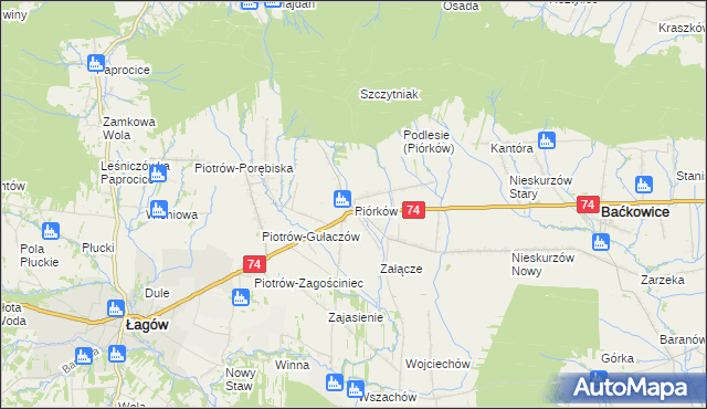 mapa Piórków, Piórków na mapie Targeo