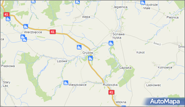 mapa Piorunkowice, Piorunkowice na mapie Targeo