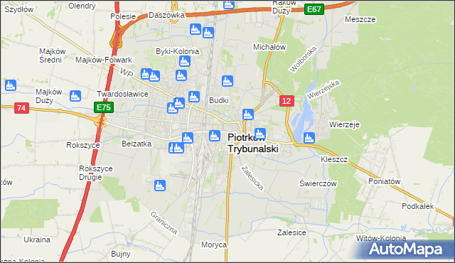 mapa Piotrków Trybunalski, Piotrków Trybunalski na mapie Targeo