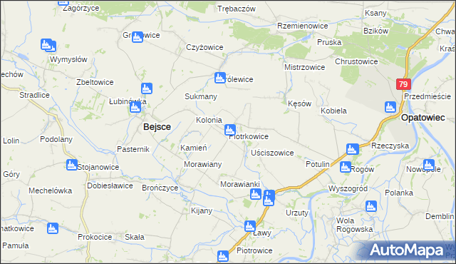 mapa Piotrkowice gmina Bejsce, Piotrkowice gmina Bejsce na mapie Targeo