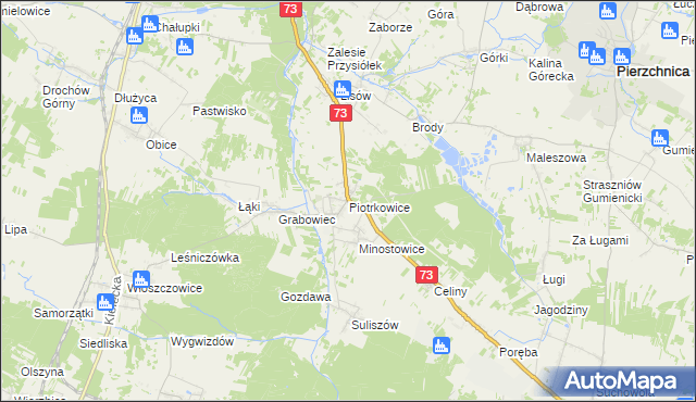 mapa Piotrkowice gmina Chmielnik, Piotrkowice gmina Chmielnik na mapie Targeo