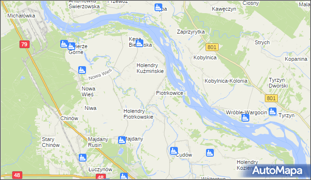 mapa Piotrkowice gmina Kozienice, Piotrkowice gmina Kozienice na mapie Targeo