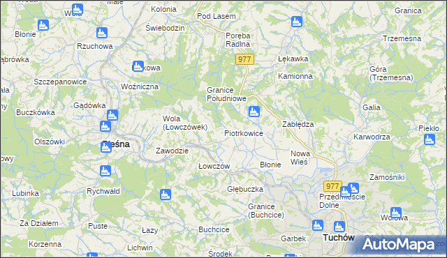 mapa Piotrkowice gmina Tuchów, Piotrkowice gmina Tuchów na mapie Targeo