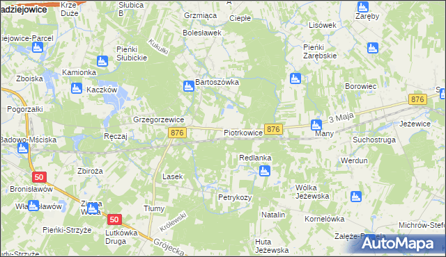 mapa Piotrkowice gmina Żabia Wola, Piotrkowice gmina Żabia Wola na mapie Targeo