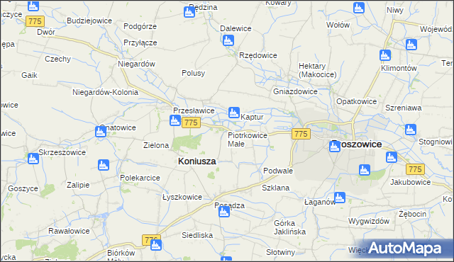 mapa Piotrkowice Małe, Piotrkowice Małe na mapie Targeo