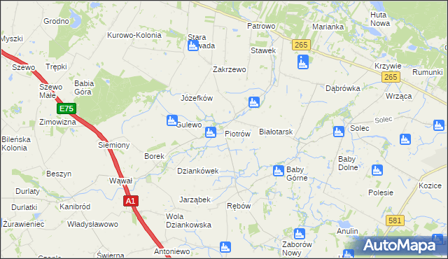 mapa Piotrów gmina Gostynin, Piotrów gmina Gostynin na mapie Targeo