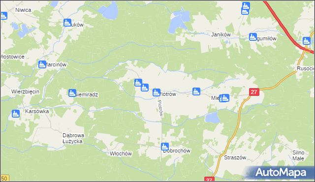 mapa Piotrów gmina Przewóz, Piotrów gmina Przewóz na mapie Targeo