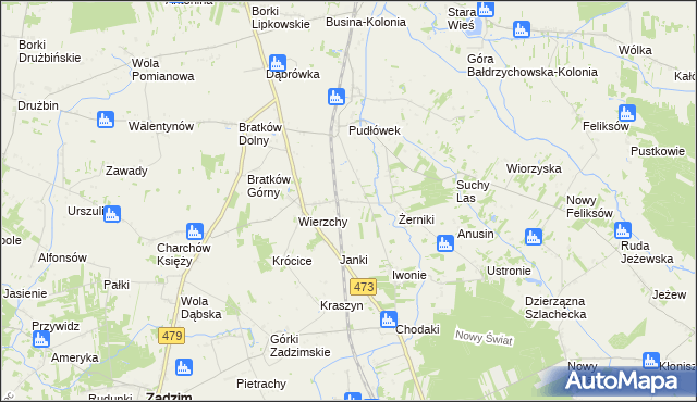 mapa Piotrów gmina Zadzim, Piotrów gmina Zadzim na mapie Targeo