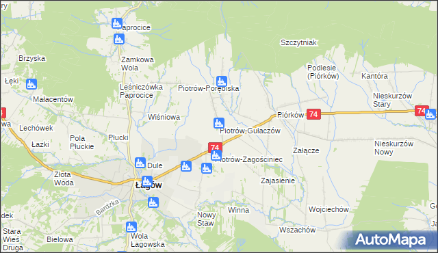 mapa Piotrów-Gułaczów, Piotrów-Gułaczów na mapie Targeo