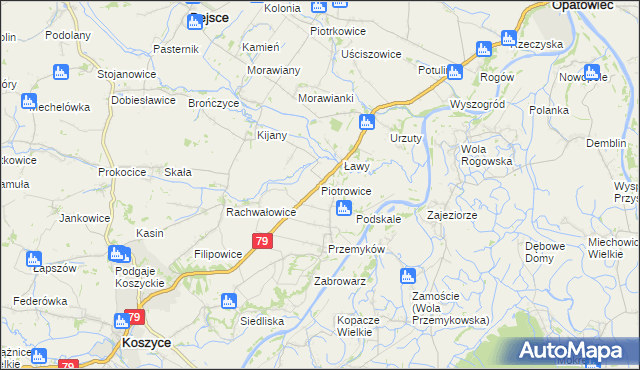 mapa Piotrowice gmina Koszyce, Piotrowice gmina Koszyce na mapie Targeo