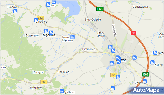 mapa Piotrowice gmina Męcinka, Piotrowice gmina Męcinka na mapie Targeo