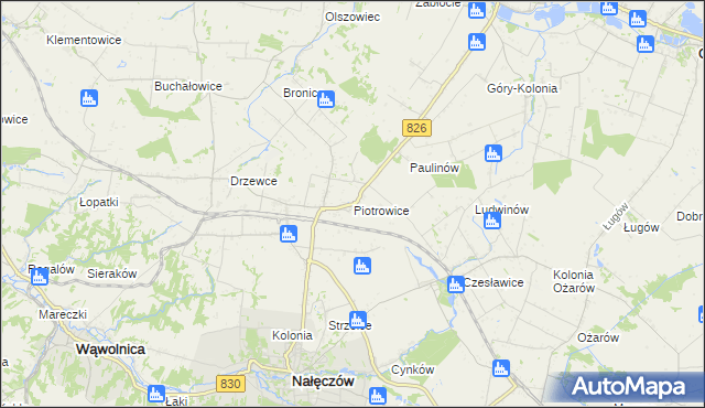 mapa Piotrowice gmina Nałęczów, Piotrowice gmina Nałęczów na mapie Targeo