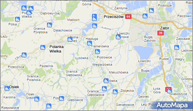 mapa Piotrowice gmina Przeciszów, Piotrowice gmina Przeciszów na mapie Targeo