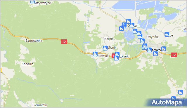 mapa Piotrowice gmina Przemków, Piotrowice gmina Przemków na mapie Targeo