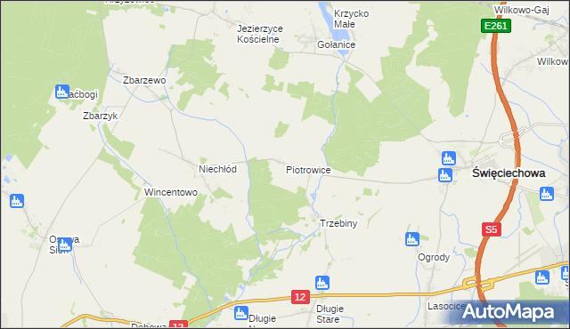 mapa Piotrowice gmina Święciechowa, Piotrowice gmina Święciechowa na mapie Targeo