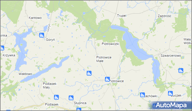 mapa Piotrowice Małe gmina Biskupiec, Piotrowice Małe gmina Biskupiec na mapie Targeo