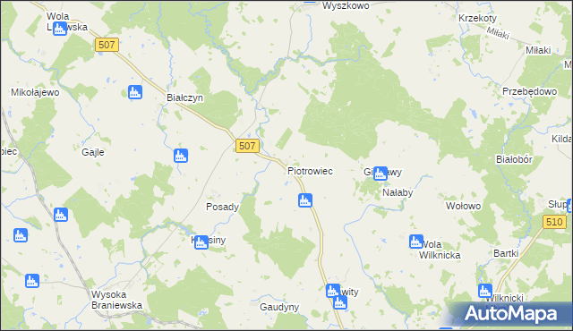 mapa Piotrowiec gmina Pieniężno, Piotrowiec gmina Pieniężno na mapie Targeo