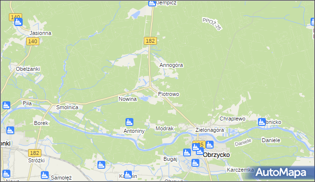 mapa Piotrowo gmina Obrzycko, Piotrowo gmina Obrzycko na mapie Targeo