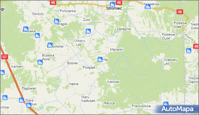 mapa Piróg gmina Stromiec, Piróg gmina Stromiec na mapie Targeo