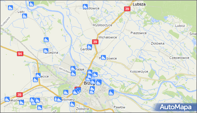 mapa Pisarzowice gmina Lubsza, Pisarzowice gmina Lubsza na mapie Targeo