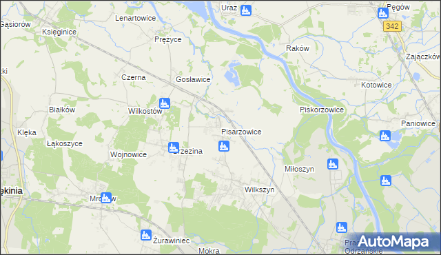 mapa Pisarzowice gmina Miękinia, Pisarzowice gmina Miękinia na mapie Targeo