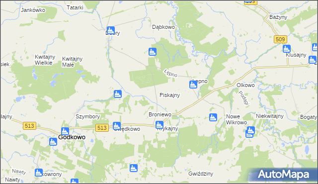 mapa Piskajny, Piskajny na mapie Targeo