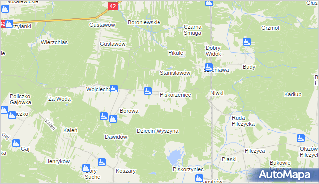 mapa Piskorzeniec, Piskorzeniec na mapie Targeo