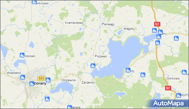 mapa Piszewo, Piszewo na mapie Targeo