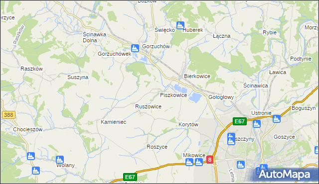 mapa Piszkowice, Piszkowice na mapie Targeo