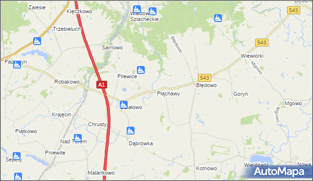 mapa Płąchawy, Płąchawy na mapie Targeo