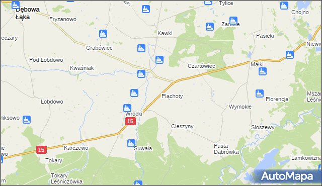 mapa Pląchoty, Pląchoty na mapie Targeo