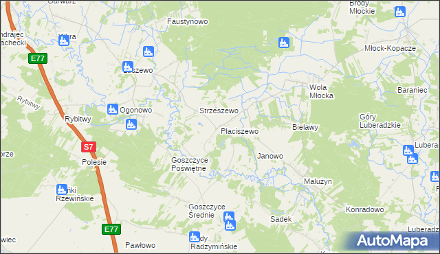 mapa Płaciszewo, Płaciszewo na mapie Targeo