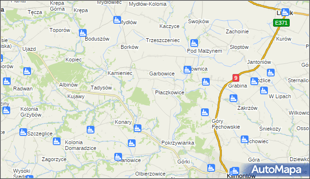 mapa Płaczkowice, Płaczkowice na mapie Targeo