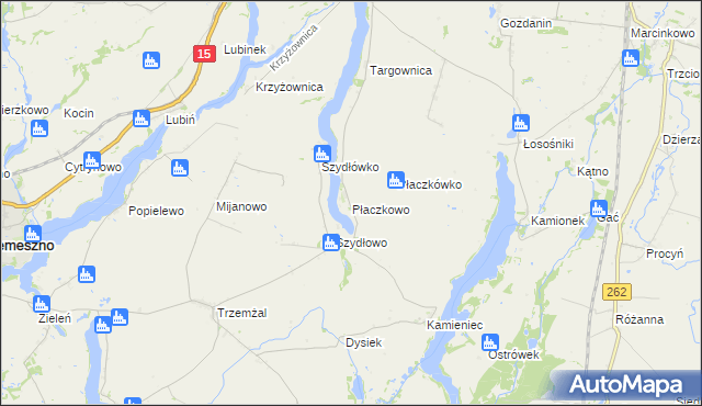 mapa Płaczkowo gmina Trzemeszno, Płaczkowo gmina Trzemeszno na mapie Targeo
