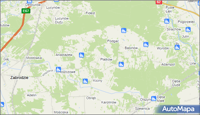 mapa Płatków gmina Zabrodzie, Płatków gmina Zabrodzie na mapie Targeo