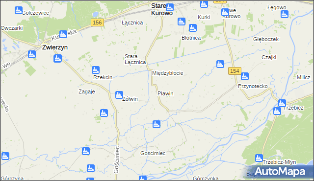 mapa Pławin gmina Stare Kurowo, Pławin gmina Stare Kurowo na mapie Targeo